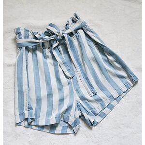 Thread & Supply High Waist Blue and White Striped Shorts